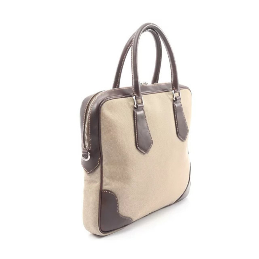 Prada beige brown handbag leather canvas tones Tan Brown